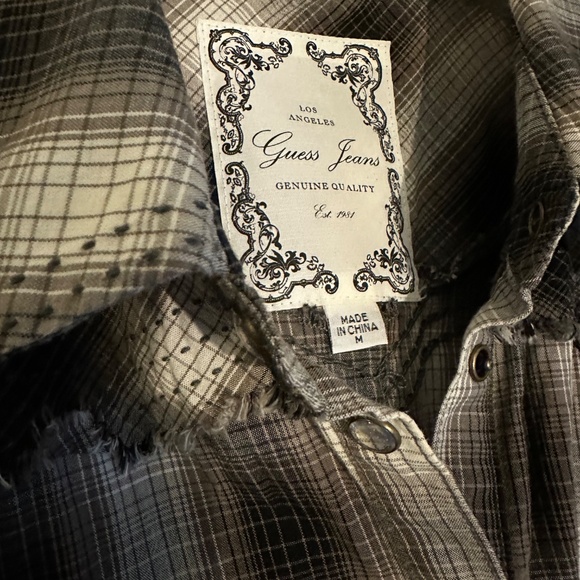 Ladies Guess Plaid Snap Down Western Blouse M - Picture 5 of 7
